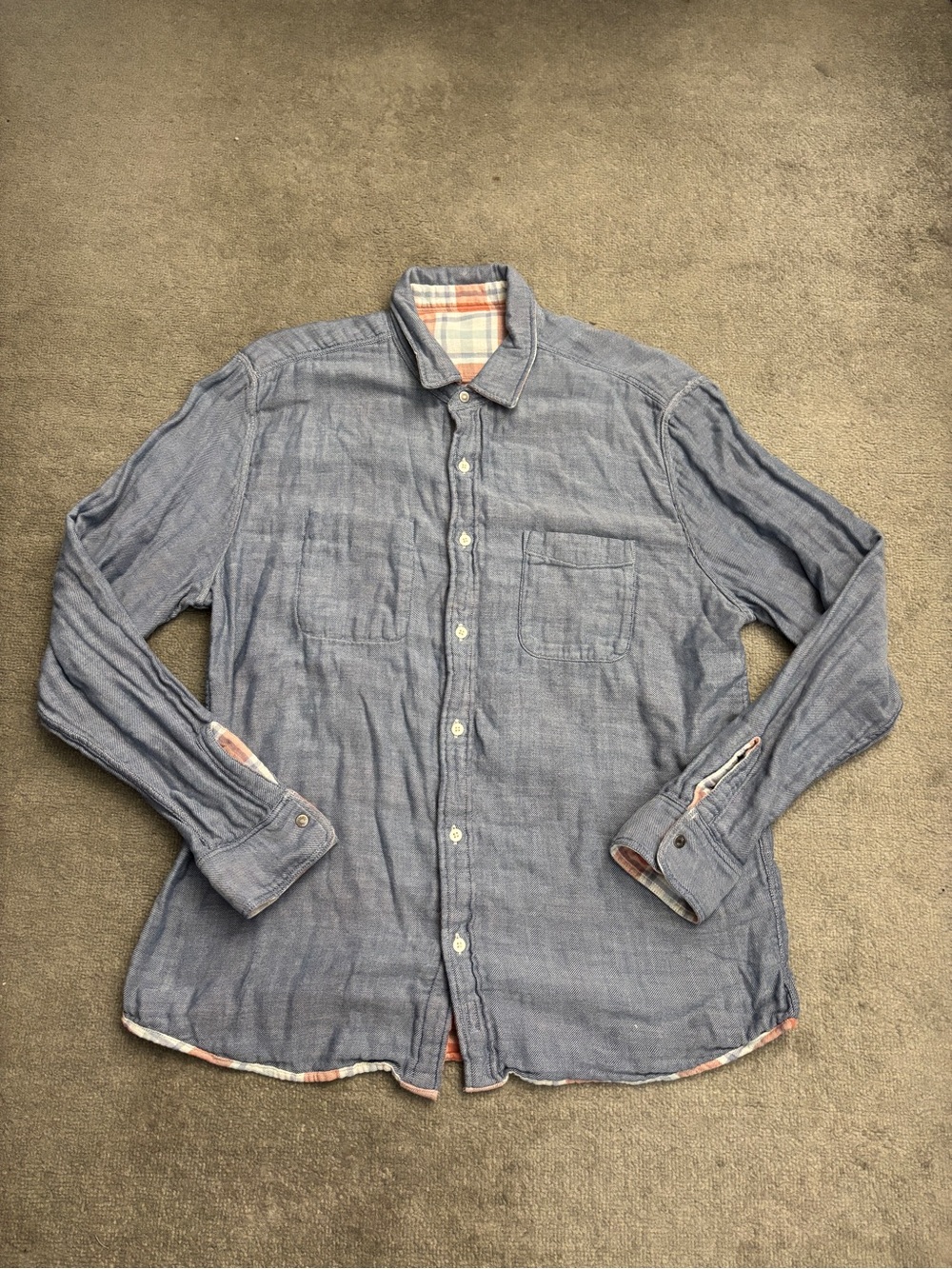 Faherty Rayland Rose Plaid Reversible Organic Cotton Button Up Shirt Men’s - Picture 5 of 7